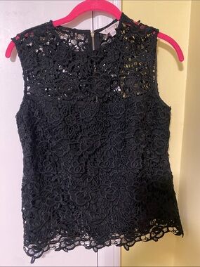 Nanette Lepore Black Floral Lace Sleeveless Top